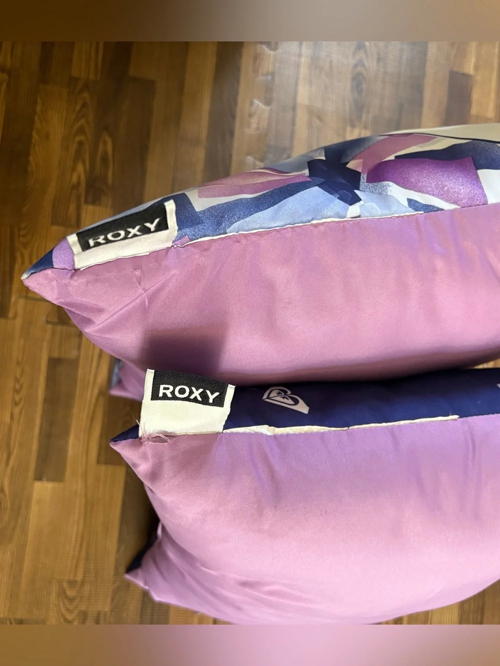 Roxy Heart Graphic Throw Pillow Duo in Purple, Blue & Pink